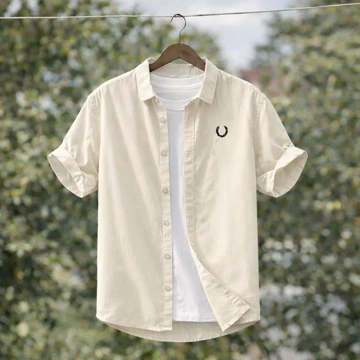 Kemeja Polos Lengan Pendek F.Perry Logo Depan Bordir Kemeja Polos Lengan Pendek Casual Kemeja