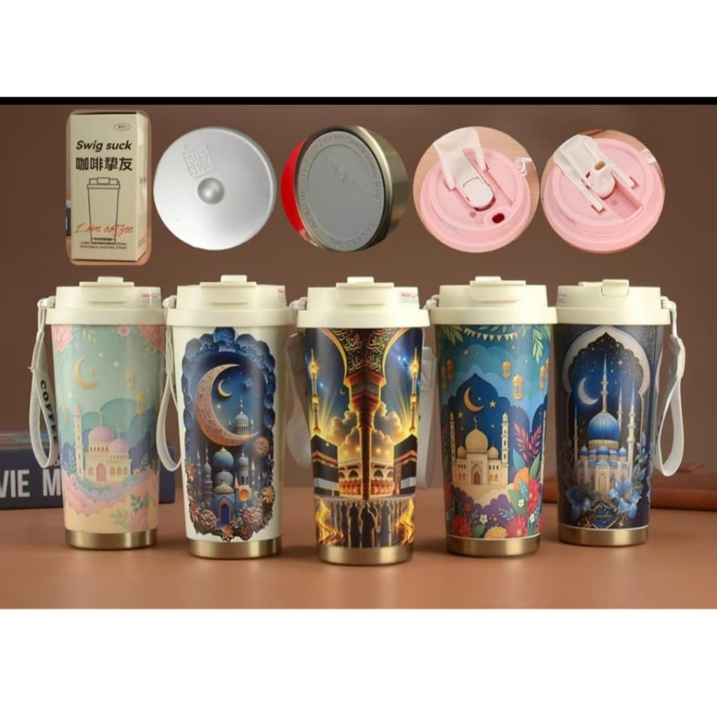 Tumbler Kopi Edisi Ramadhan SUS316 Souvenir Hampers Idul Fitri Kapasitas  500ml