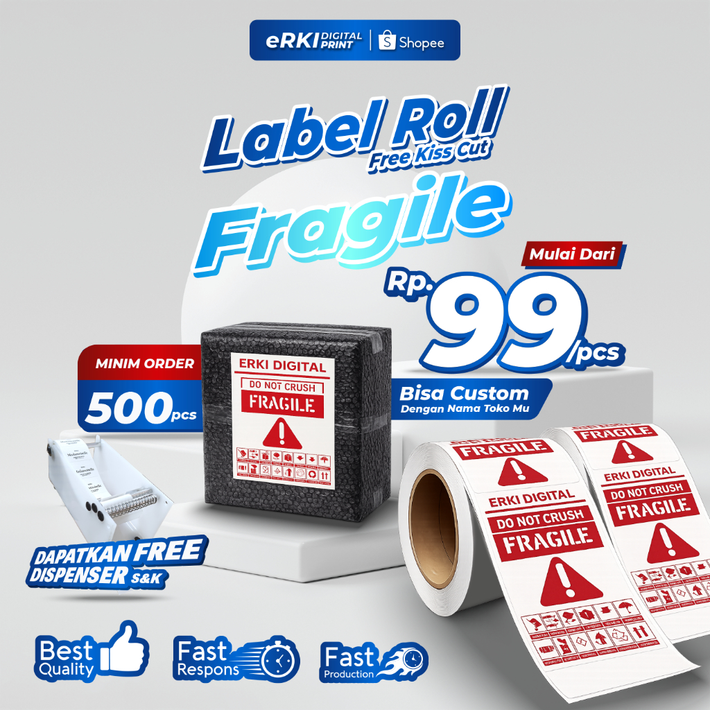 Jual Stiker/Label Fragile 500pcs, Stiker/Label Unboxing Fragile 500pcs ...