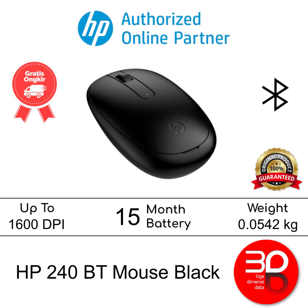 Jual HP Mouse 240 BT Black Original [3V0G9AA] | Shopee Indonesia