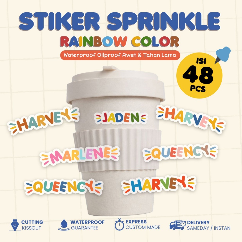 Jual PROSES CEPAT - Stiker Sprinkle Rainbow Color Lucu Stiker Label ...