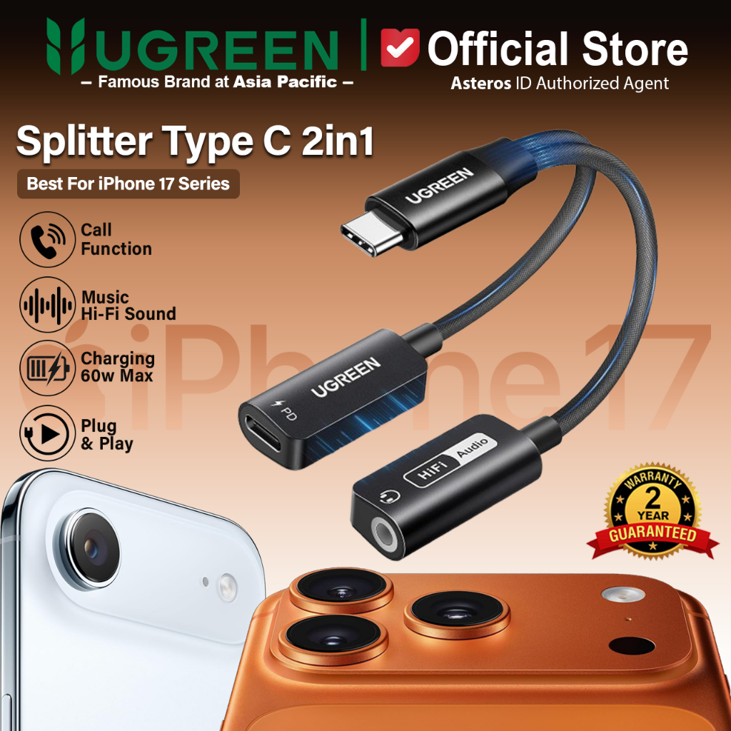 Jual UGREEN Converter Splitter iPhone 17 16 15 Pro Max Type C to Jack 3 ...