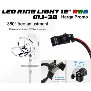 Lampu LED Ring Light RGB 12 Inci MJ 30 Lampu Pengisi Profesional Dengan 3 Model Warna Dan Warna