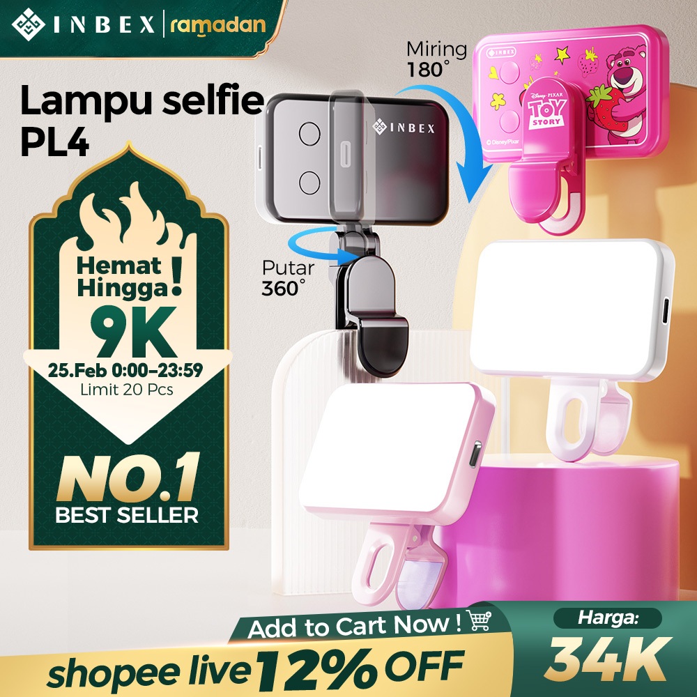 Jual [25%OFF-Atur 360°] INBEX PL4 PRO MINI Lighting konten kecerahan ...