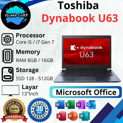 Jual Toshiba Dynabook U63/J Core i5 Gen 7200U RAM 8GB / 16GB SSD