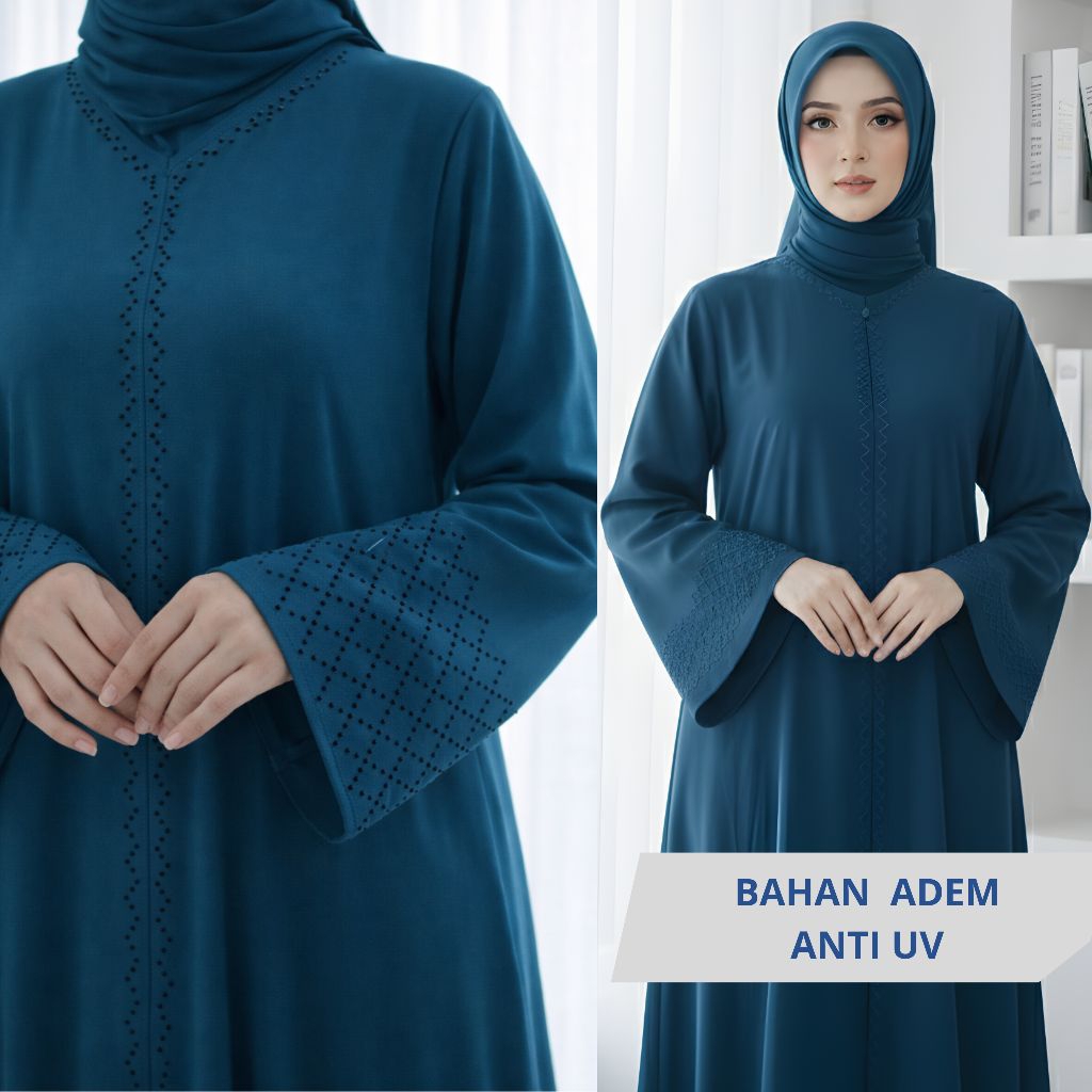 Gamis Abaya Lebaran Maxy Wanita Anti UV Premium | Gamis Elegan Flowy Adem untuk Kondangan Size M XL XXL Bahan Sabrina
