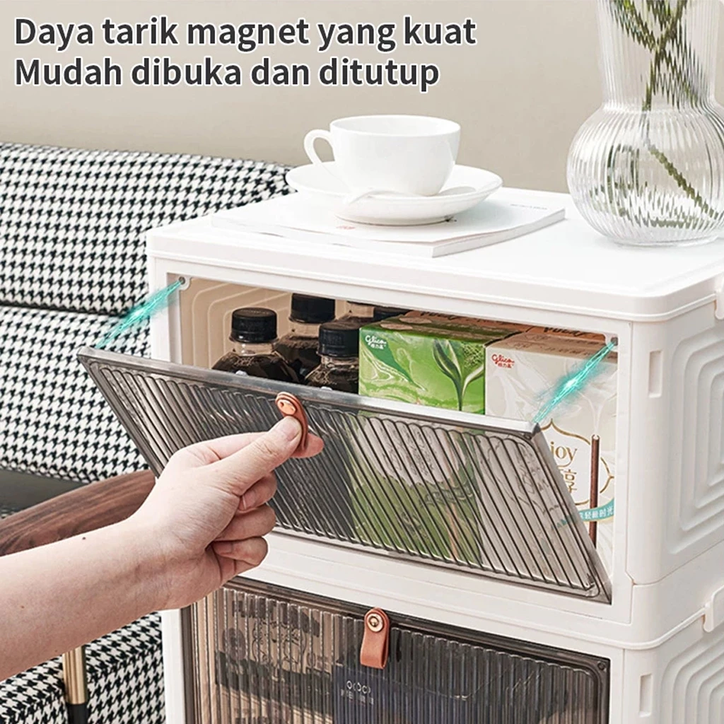 Gambar 3 Lemari Lipat Serbaguna 38cm Anti Debu Rak Storage Transparan Premium