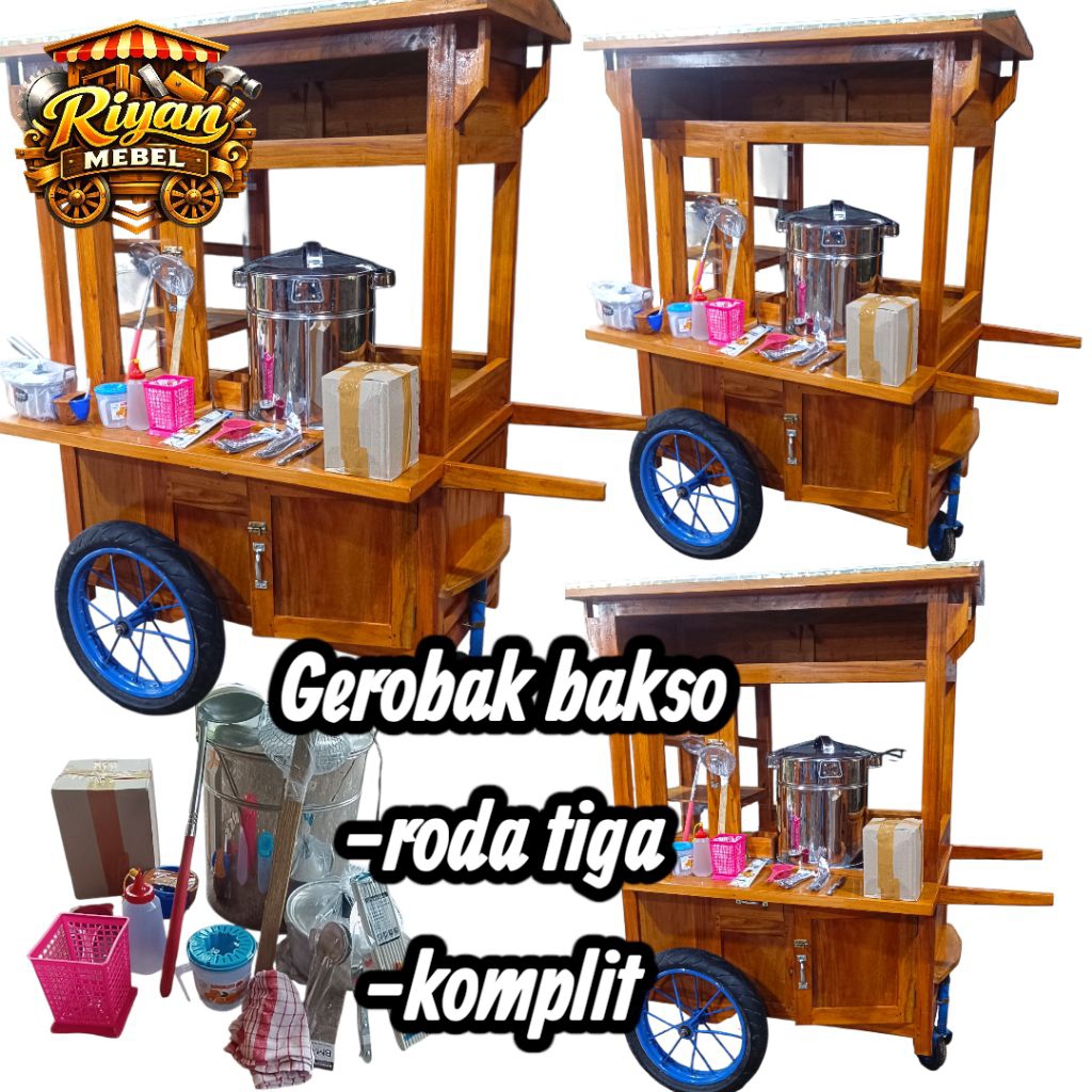 Jual GEROBAK BAKSO KELILING RODA TIGA KOMPLIT | Shopee Indonesia