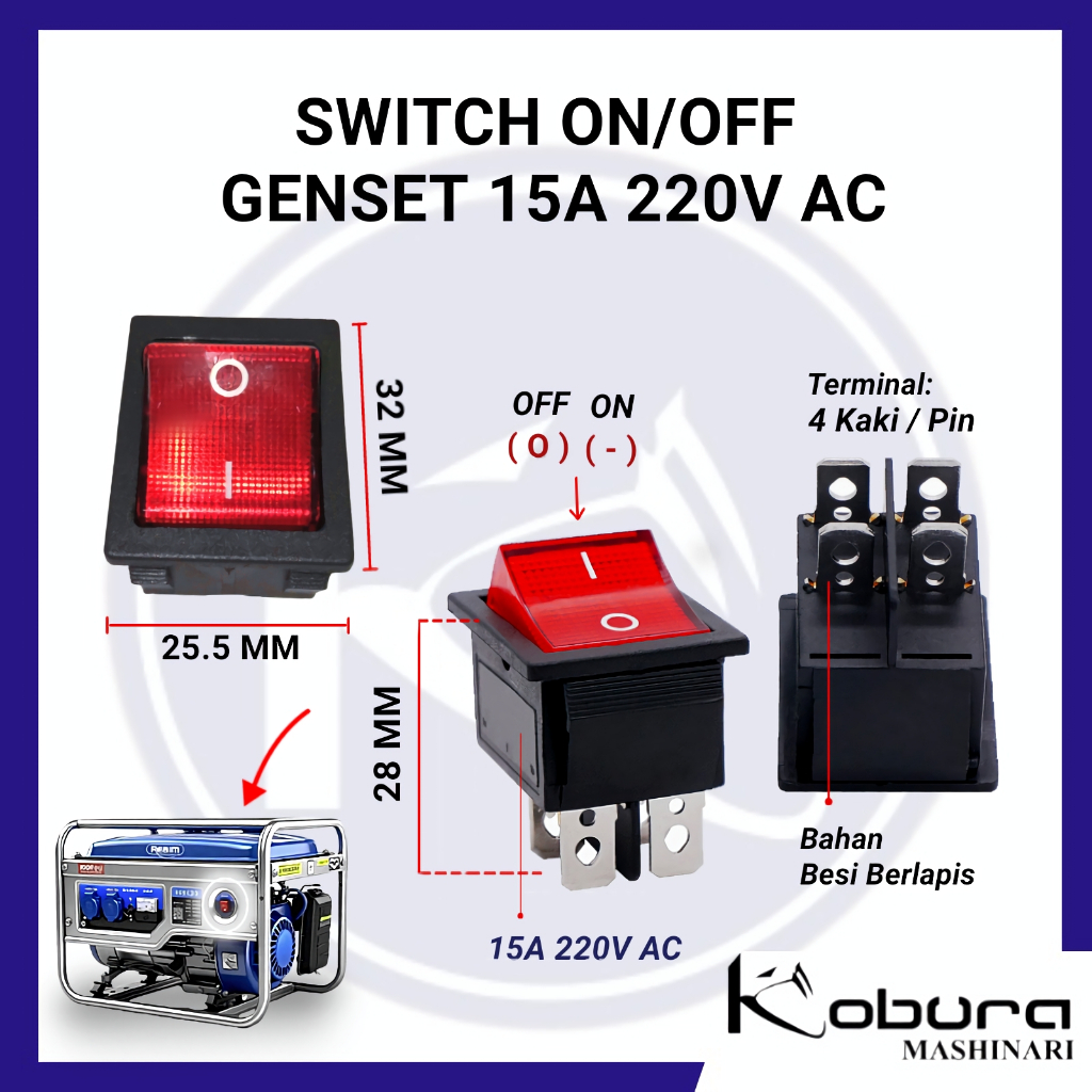 Jual Switch On/Off Genset 15A 220VAC Terminal 4 Kaki Saklar On Off ...
