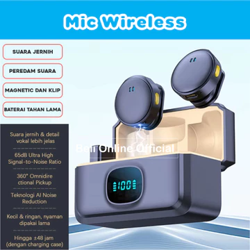 Mic Wireless Dual Microphone Magnetic Mikrofon Type C Dengan Kotak Pengisi Daya Mikr Wireless