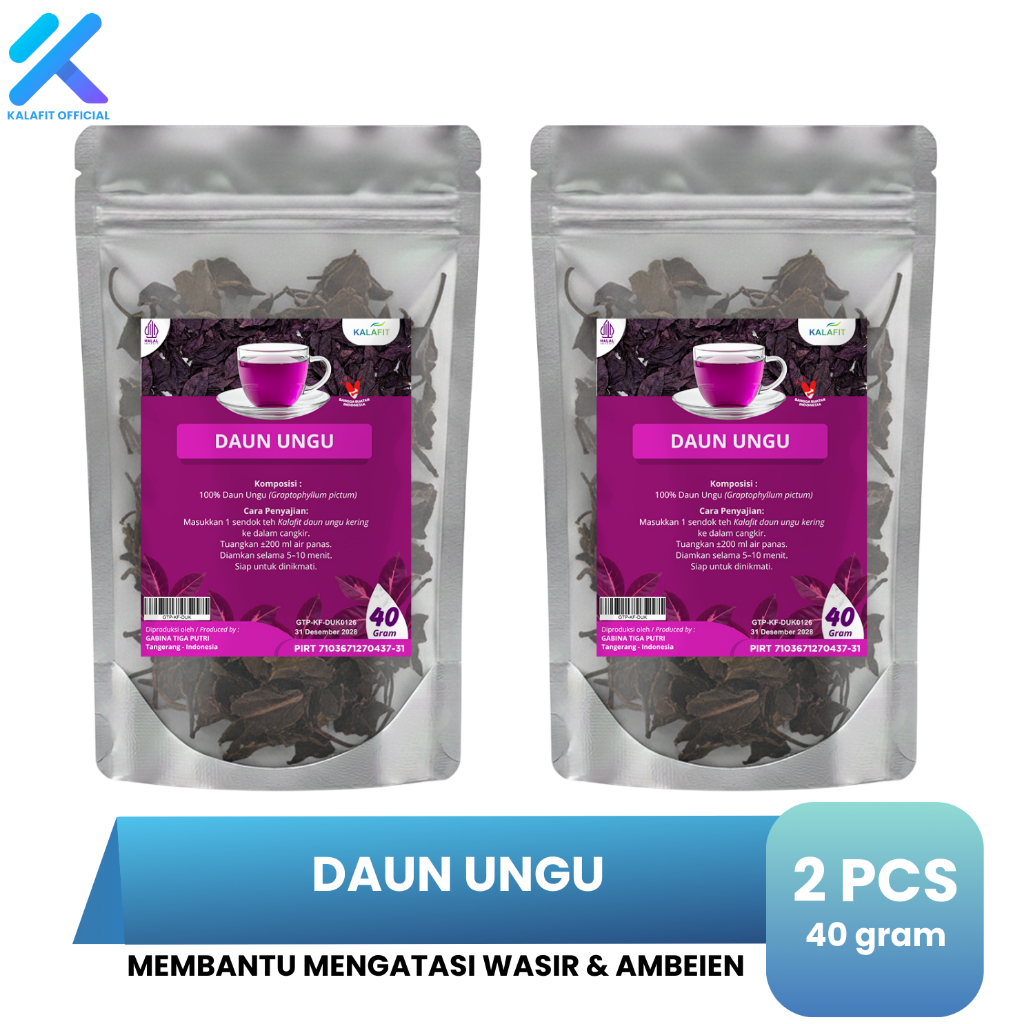 PAKET 2 POUCH Daun Ungu Untuk Ambeien Herbal Wasir Ambeyen Susah BAB Benjolan Anus