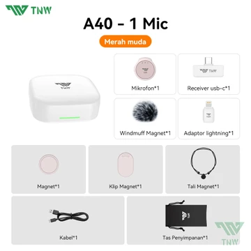 TNW A41 2 In 1 Wireless Microphone Dual Magnetic Mikrofon AI Noise Reduction Mic Profesional