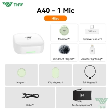 TNW A41 Wireless Microphone 2 In 1 Clip On Mic Magnetic Mikrofon AI Noise Canceling For Vlogger