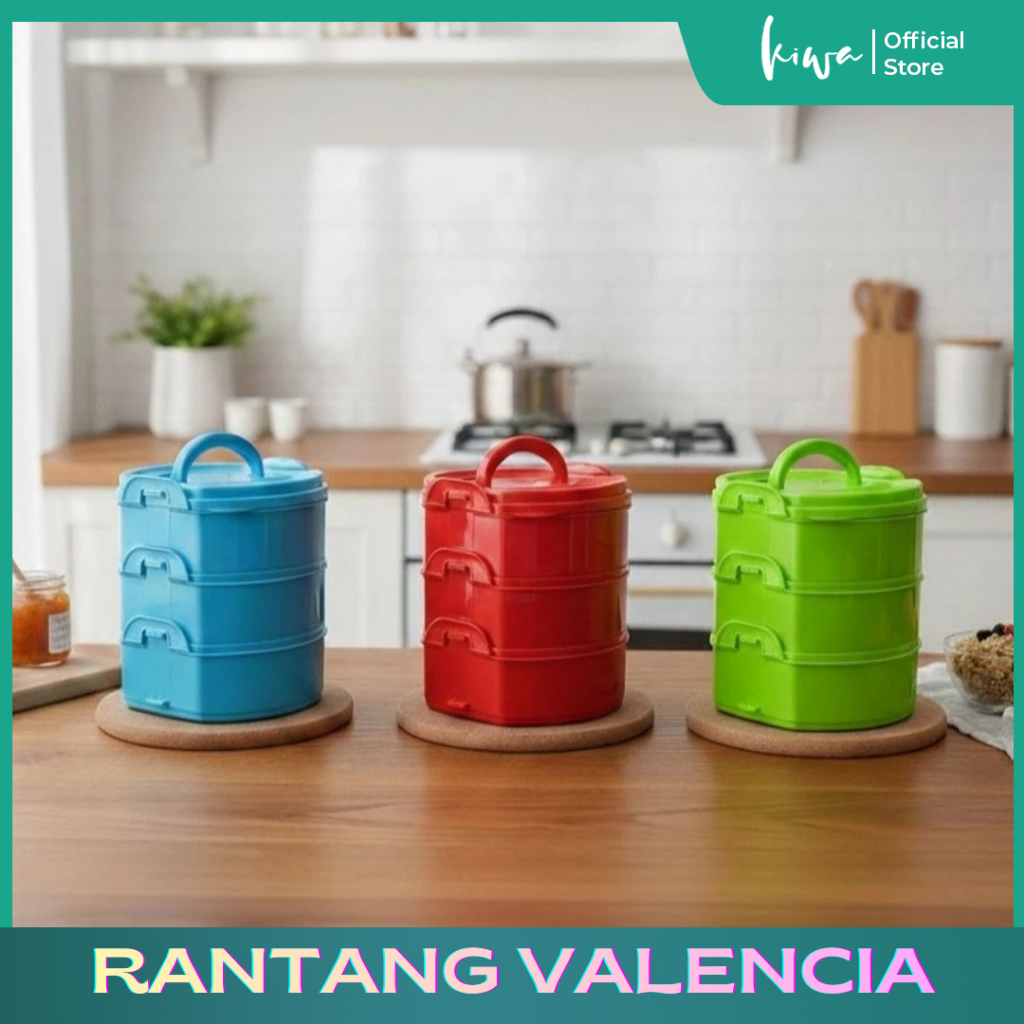 Jual RANTANG VALENCIA Susun 3/ Rantang susun 3 plastik / Rantang susun ...