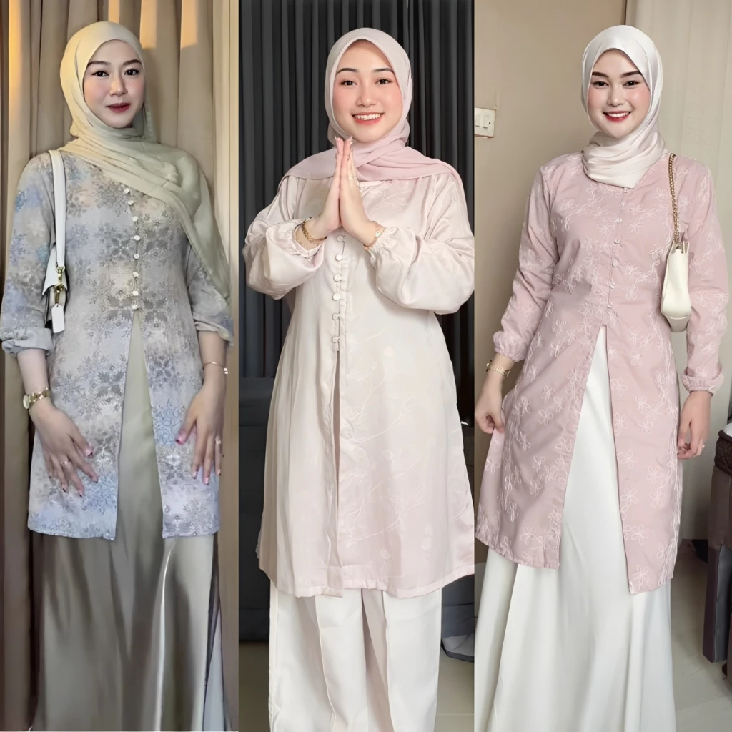 Tissa Tunik Katun Bolong Bordir Elegan Muslimah