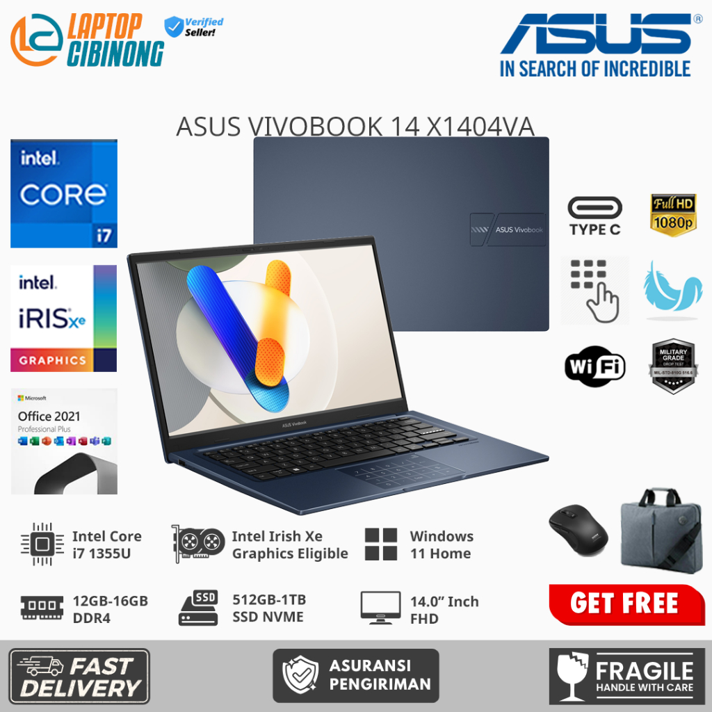 Jual Laptop Asus Vivobook 14 X1404VA Intel I7 1335U 14 inch FHD 16GB ...
