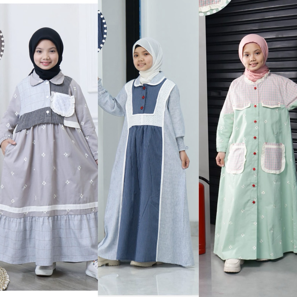 Jual (SIZE XXL)GAMIS KATUN KOMBINASI ANAK DALIMA KIDS BY SEMUT | Shopee ...