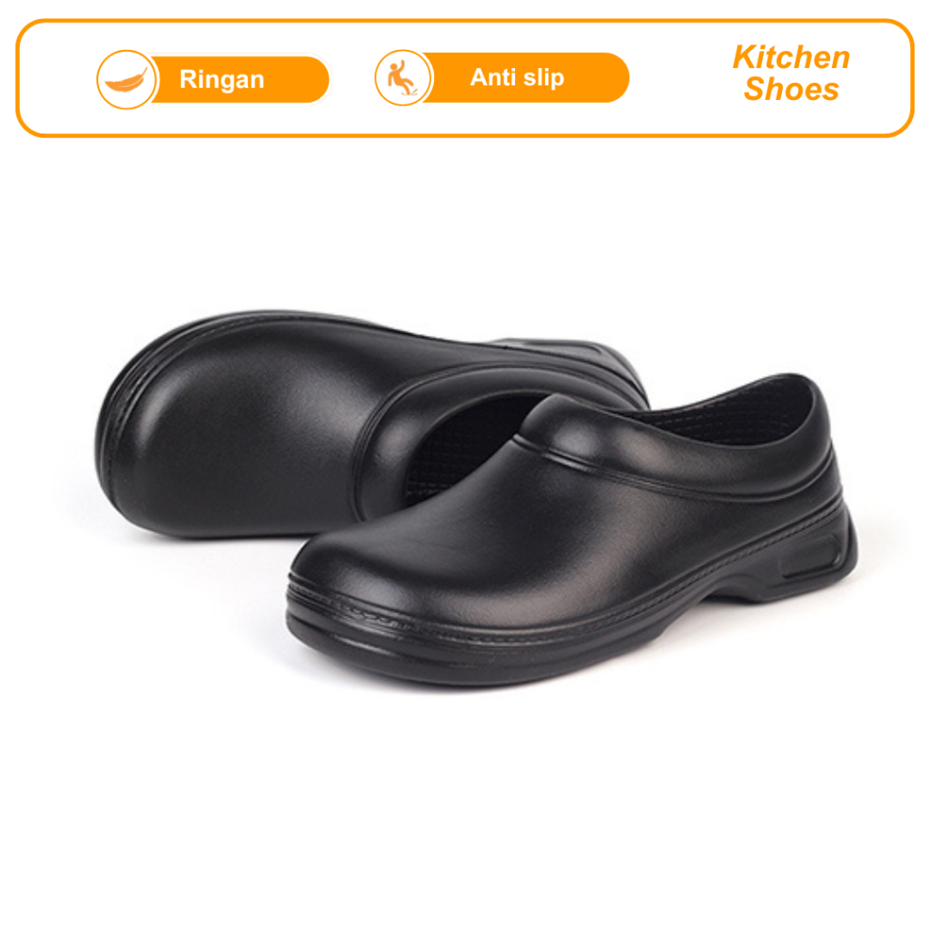 Jual Sepatu Kitchen Chef Shoes Pria Anti Slip Sepatu Dapur Hitam 9031 ...