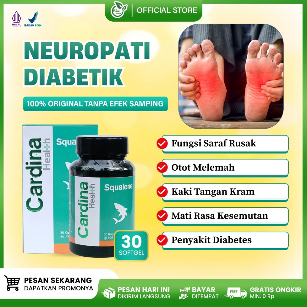 Obat Neuropati Diabetik, Kerusakan Fungsi Syaraf Akibat Diabetes, Otot Lemah, Kaki/Tangan Kram Mati Rasa, Squalene