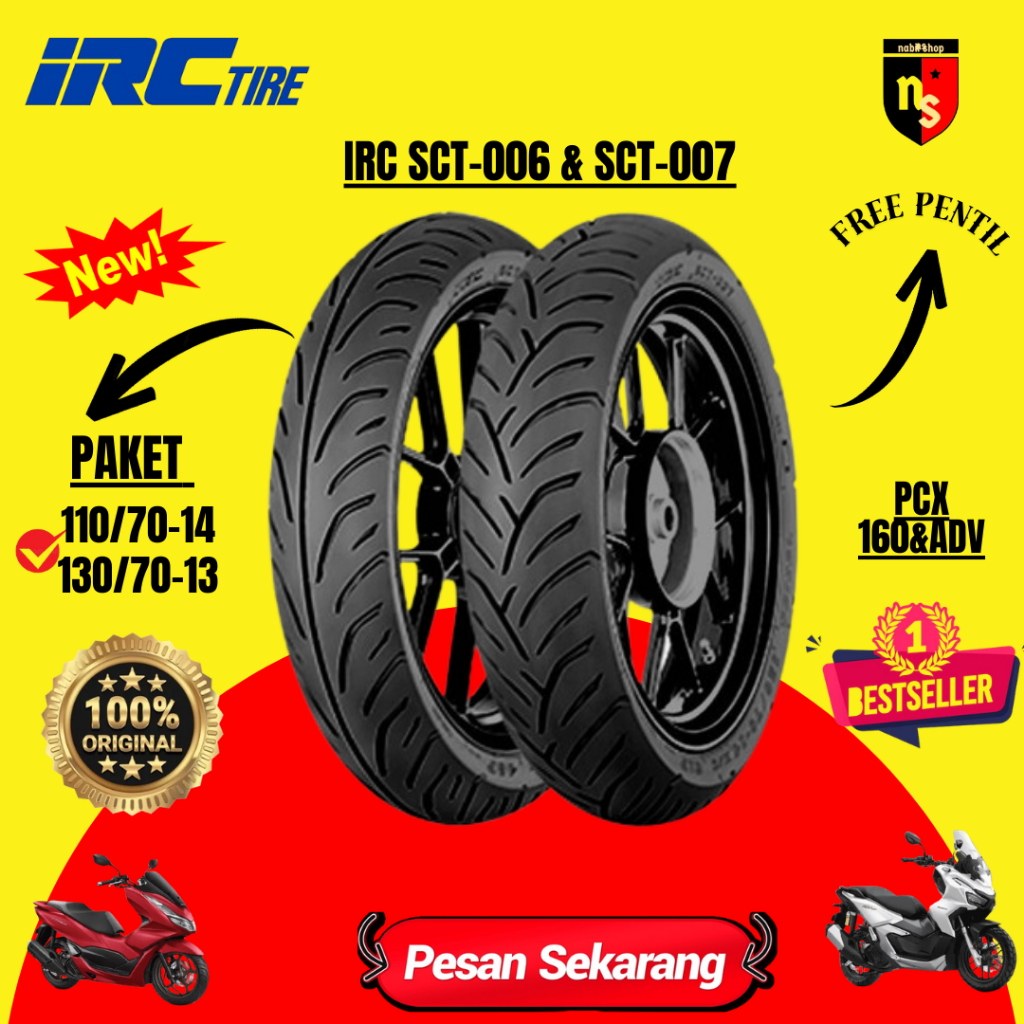 Jual Paket Ban IRC Motor PCX 160 110/70-14 Dan 130/70-13 Tubeless