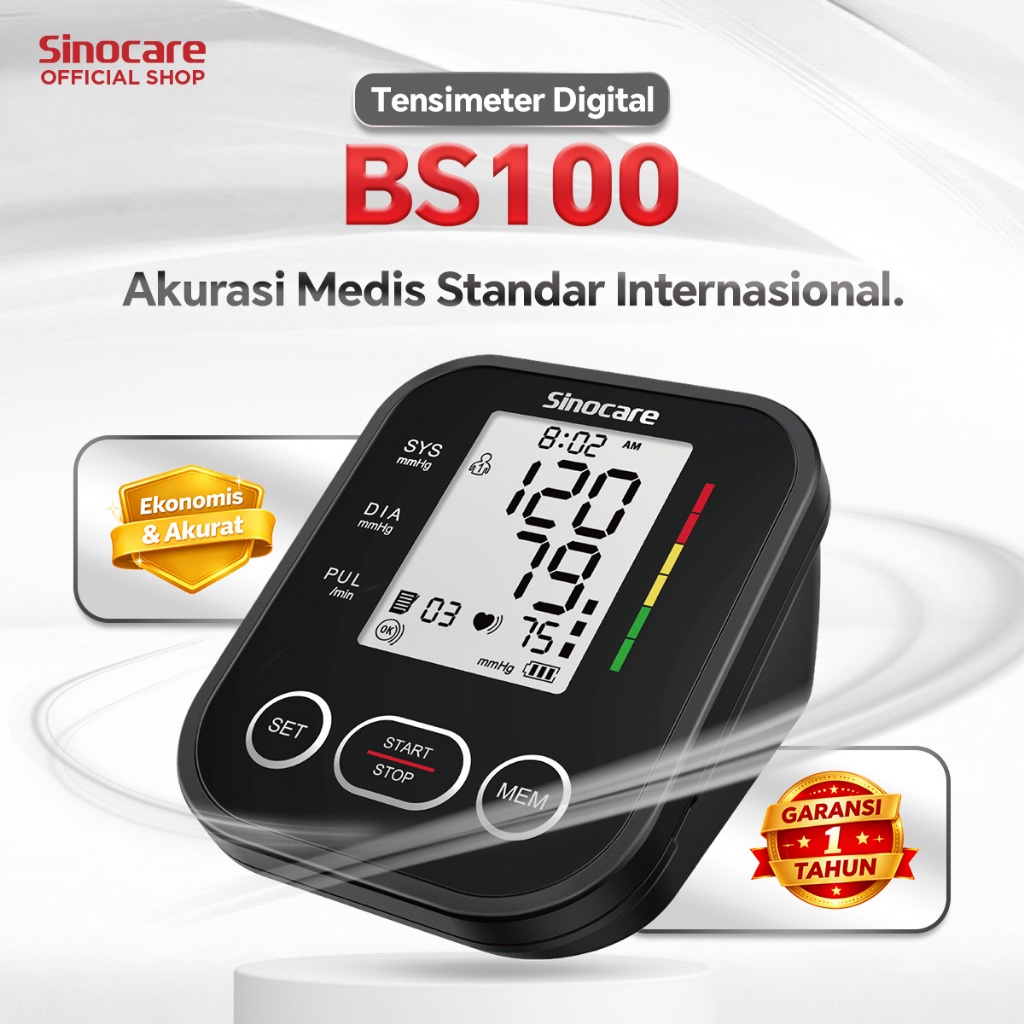 Tensimeter Digital Otomatis Sinocare BS100 Alat Pengukur Tekanan Darah Blood Pressure Monitor
