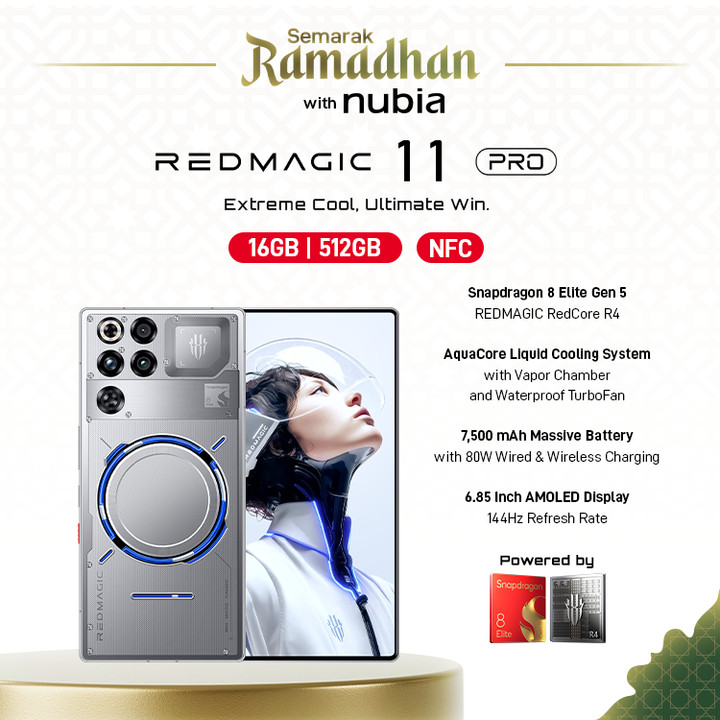 REDMAGIC 11 PRO 5G Snapdragon 8 Elite Gen 5 RAM 16GB + ROM 512GB Liquid Cooling