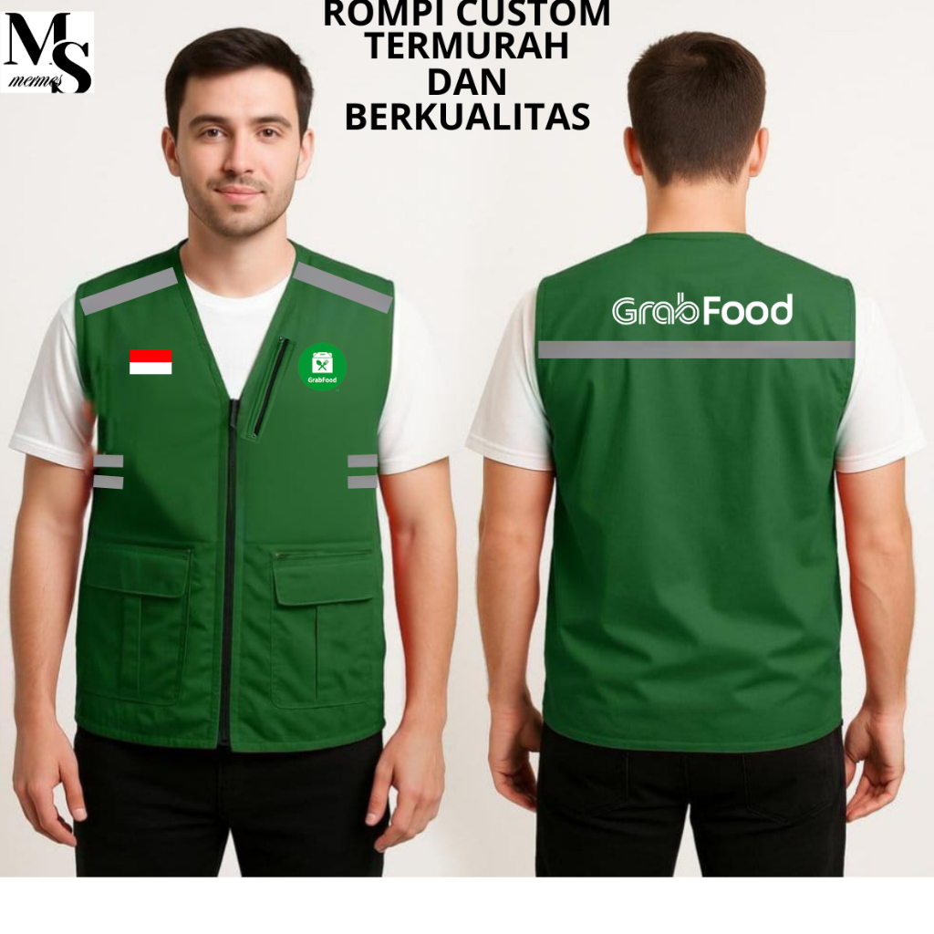 Jual ROMPI DRIVER OJOL PRIA LOGO GRABFOOD TERBARU ROMPI GRABFOOD BAHAN ...