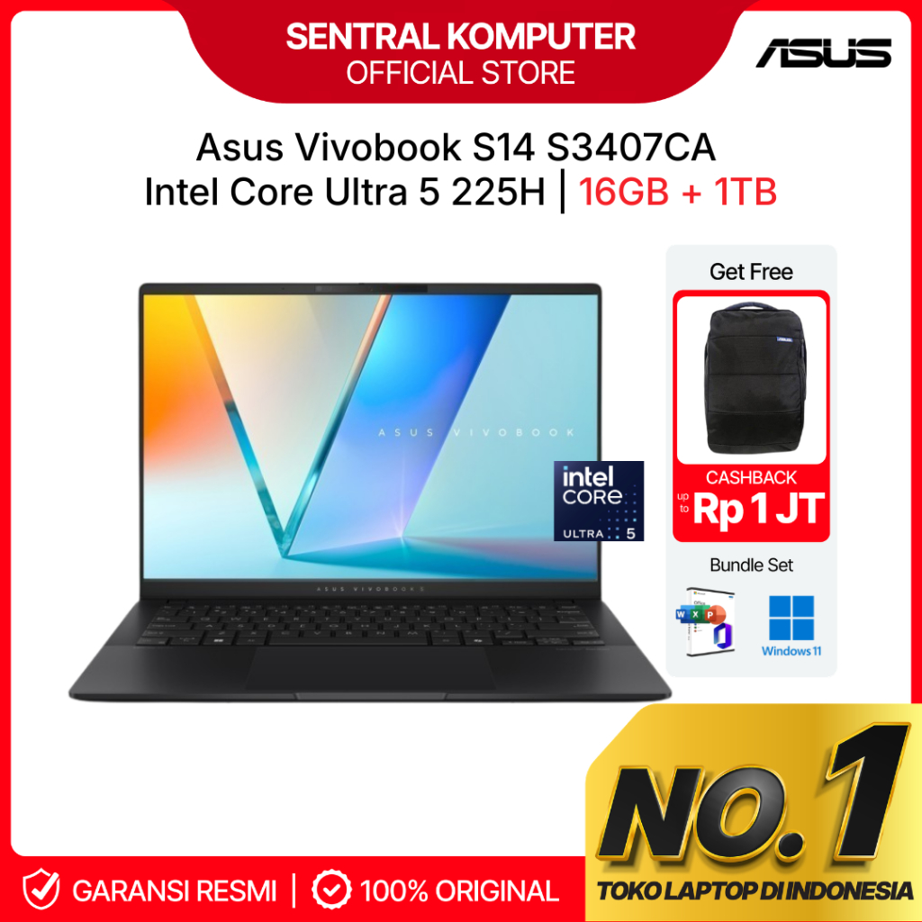 Jual ASUS VIVOBOOK S14 S3407CA ULTRA 5-225H 16GB 1TB W11+OHS 14.0WUXGA ...