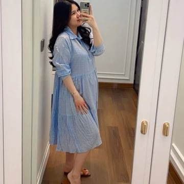 Delivia Dress Dediana Premium Busui Bumil Friendy Casual Polos Motif Wanita 5020