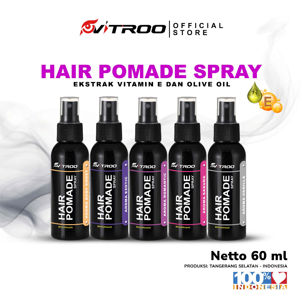Jual Vitroo Hair Pomade Spray Pomed Rambut Semprot Waterbase Minyak ...