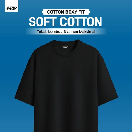 RK001 Aerostreet Zayn Kaos Pria Boxy Fit Black T-shirt