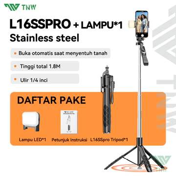 TNW L16pro Tongsis Tripod Automatic Pop Up Selfie Stick 180cm Aluminium Tripod With Bluetooth