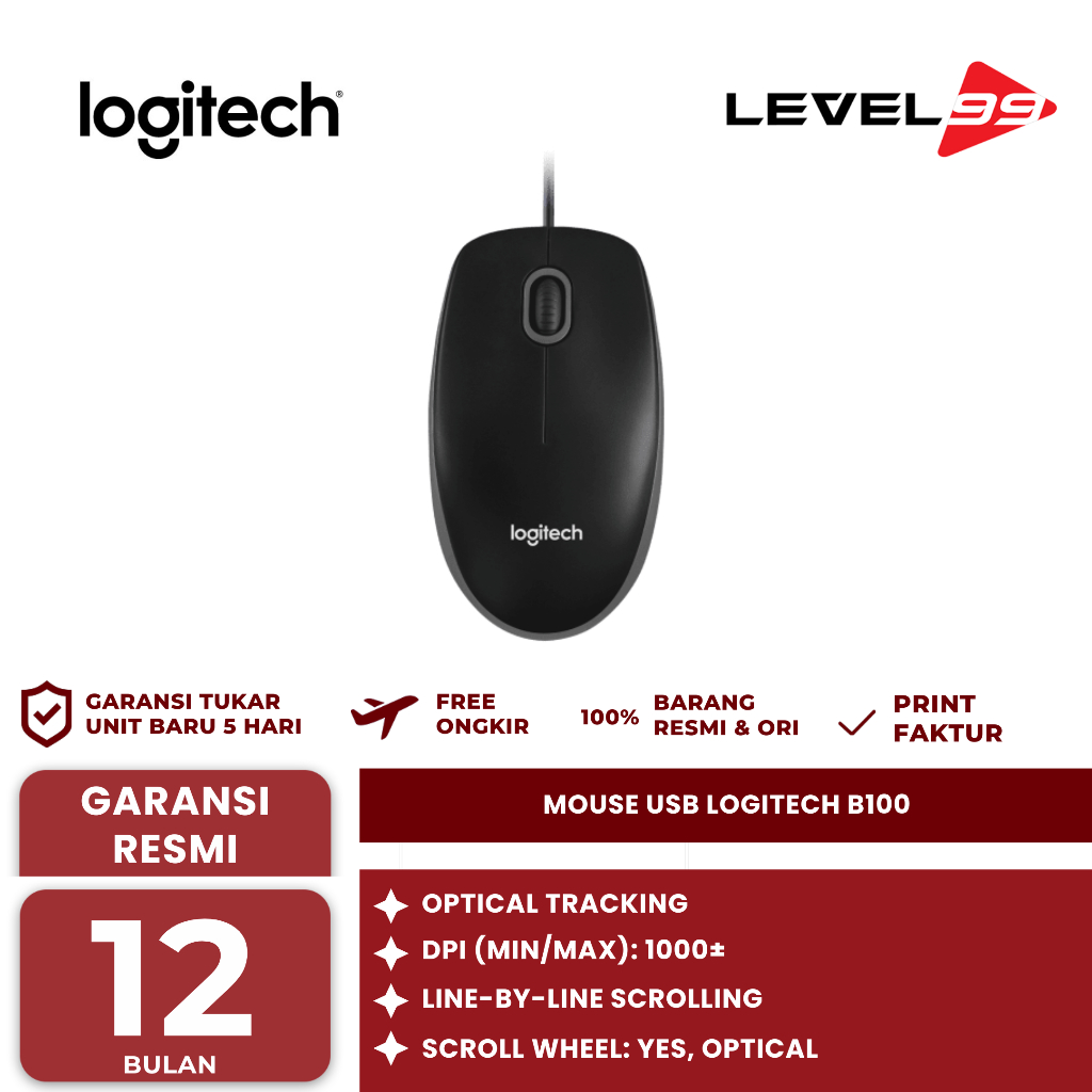 Jual Mouse USB Logitech B100 / B 100 | Shopee Indonesia