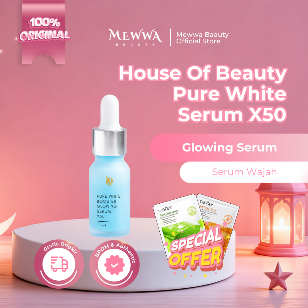 Mewwa Beauty - HOUSE OF BEAUTY New Skin Youth PUREWHITE BOOSTER SERUM X50 Glowing Serum 10ml (BIRU) - Serum Wajah Brightening Mencerahkan Menghilangkan Flek Hitam Anti Aging Penghilang Beruntusan - Original BPOM