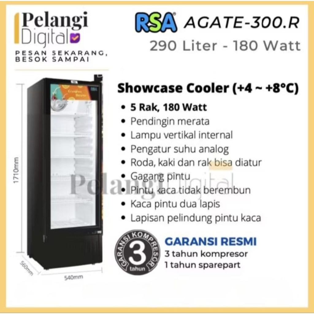 Jual RSA AGATE-300R Showcase Display Cooler - 290 Liter - AGATE 300 ...
