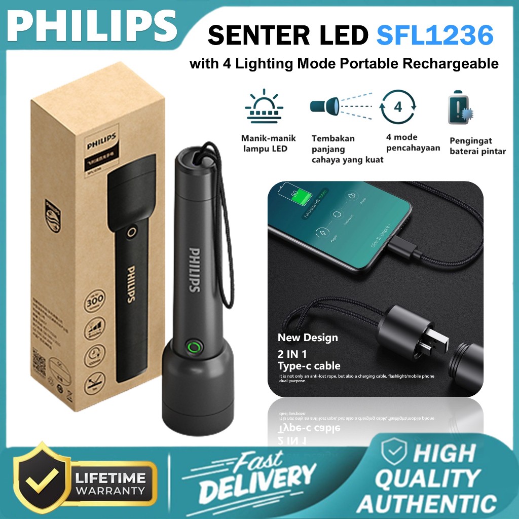 Jual Philips Lampu Senter LED / Senter Police Swat Flashlight Super ...