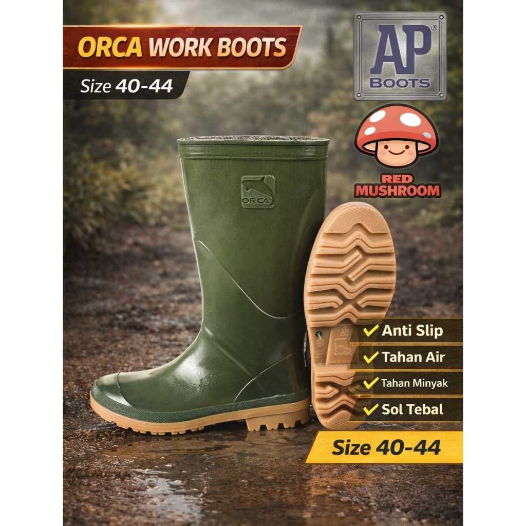 Jual Sepatu Boots AP ORCA Hijau - Nyaman, Tahan Air, Ukuran 38-43 ...