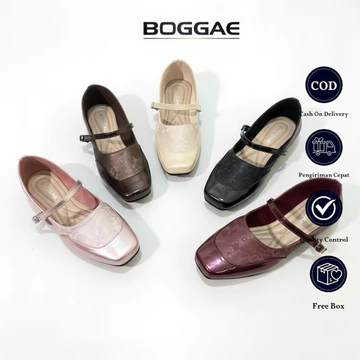 Sepatu Flatshoes Wanita Aesthetic Nyaman Model Tali Gesver Shimmer