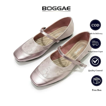 Sepatu Flatshoes Wanita Aesthetic Nyaman Model Tali Gesver Shimmer