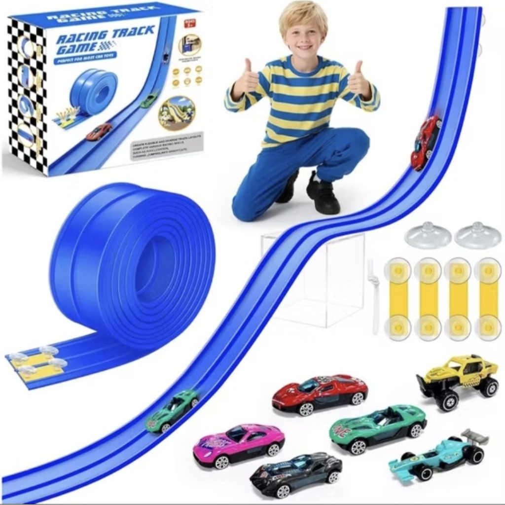 Jual Flexible race track for kids, race car ramp track with suctions ...
