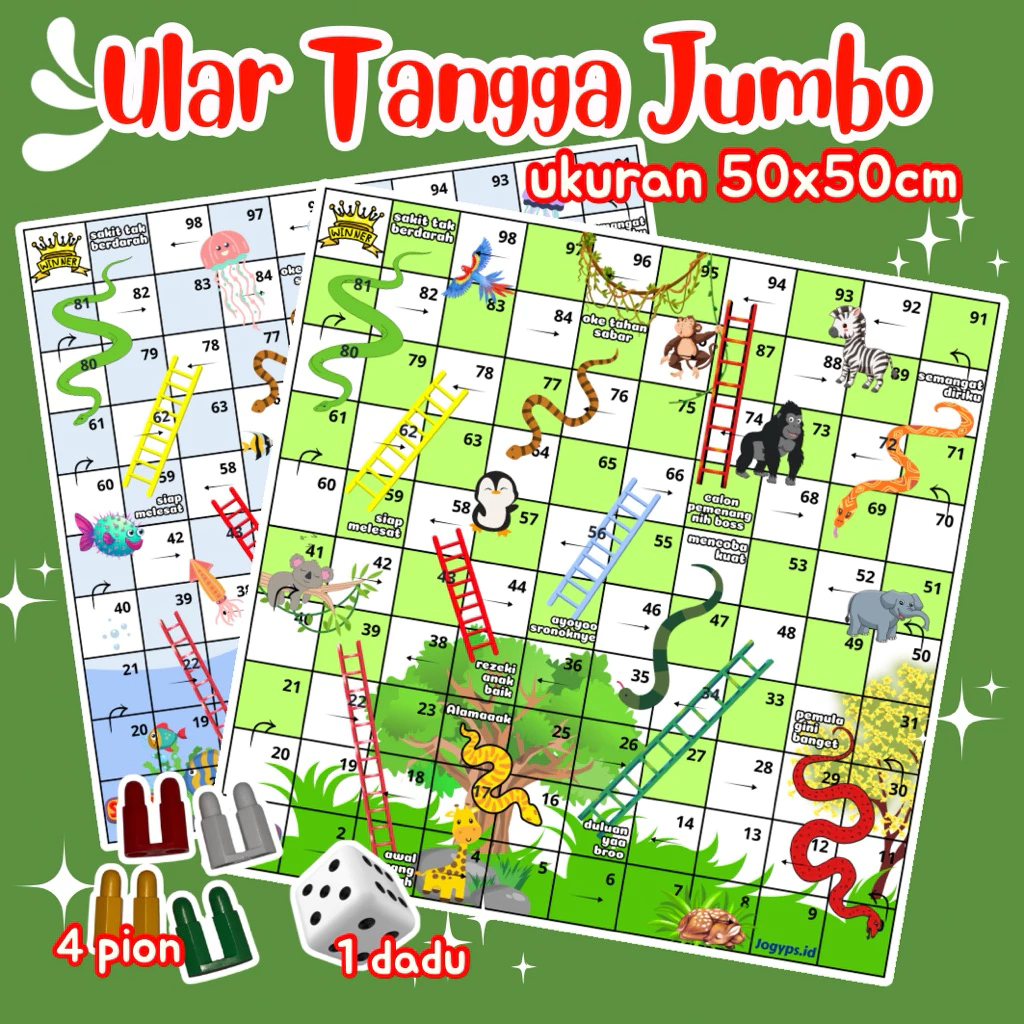 Ular Tangga Jumbo Besar Mainan Edukasi Edukatif Motorik Kado Unik Gift Viral Kado Unik Ulang tahun