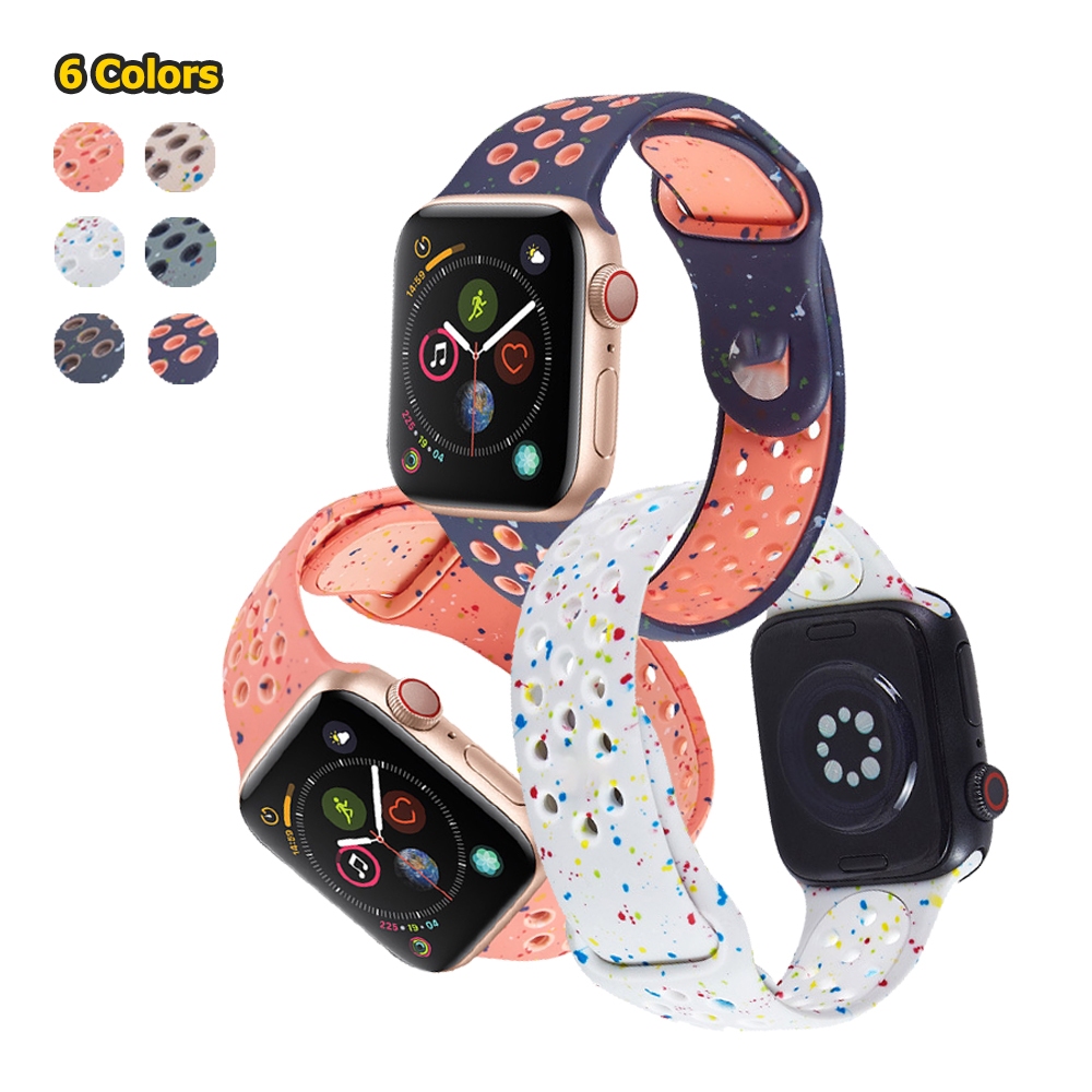 Jual Strap Apple Watch Sport Band Colorful Flakes Series 1st 1 2 3 4 5 ...
