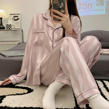 LilyNap Baju Tidur Piyama Satin Wanita Dewasa Model Garis Premium Pakaian Tidur Wanita Dewasa