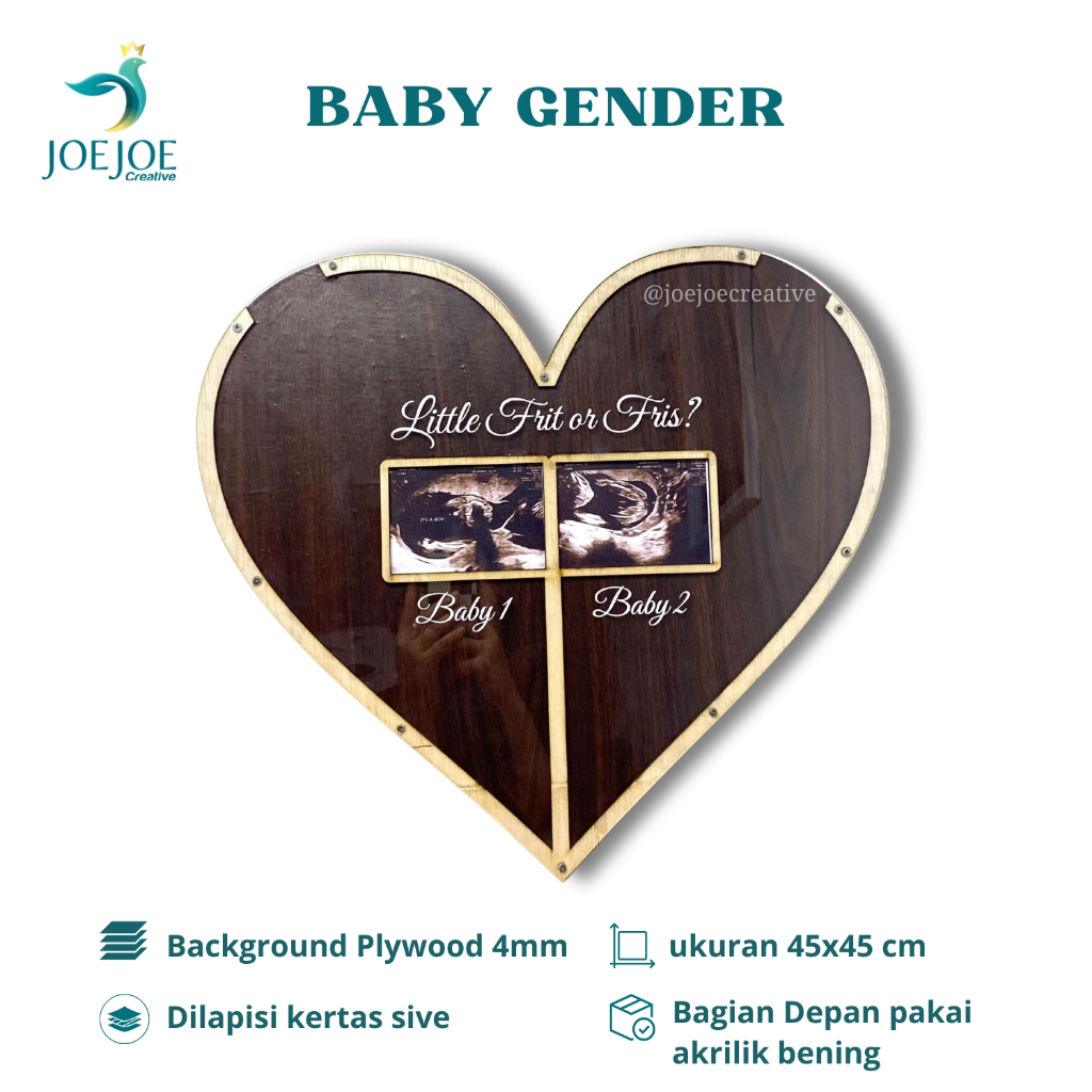 Jual Baby Gender Custom Frame Hati | Guest Book Wedding Love Acrylic ...