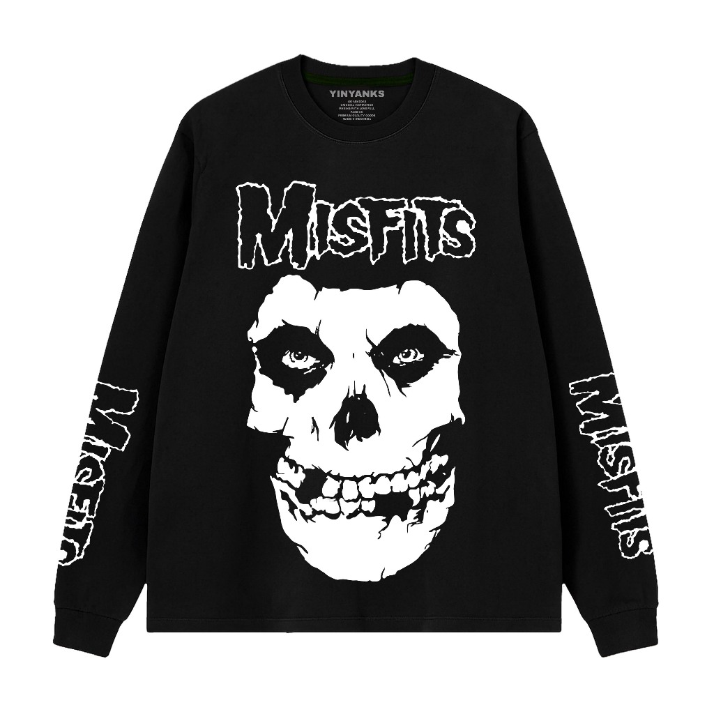 Jual Ladiescuties Kaos Lengan Panjang Rib Long Slevee Misfits Skull ...
