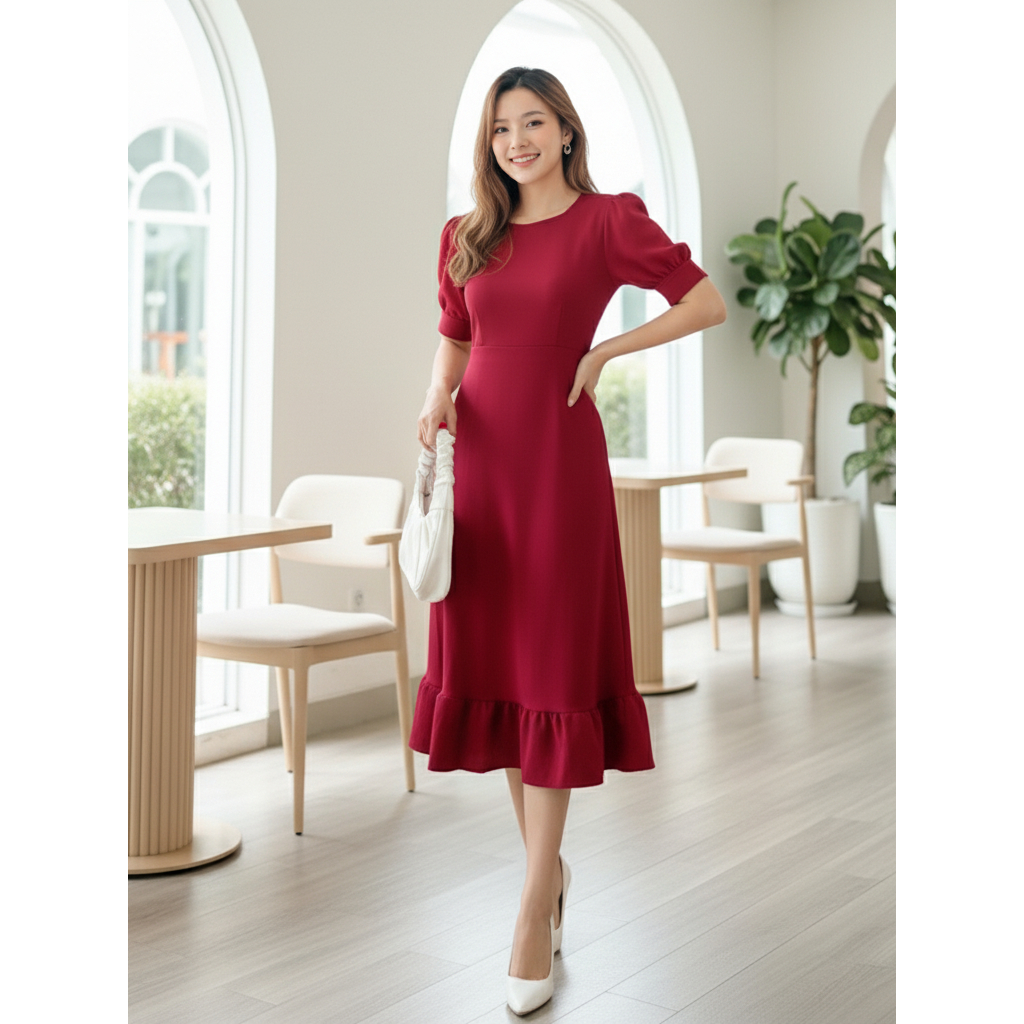 Jual Tiffany Midi Dress Wanita Casual | Shopee Indonesia