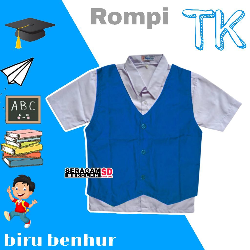 Jual Rompi Anak TK Biru benhur Baju Rompi Sekolah TK PAUD | Shopee ...