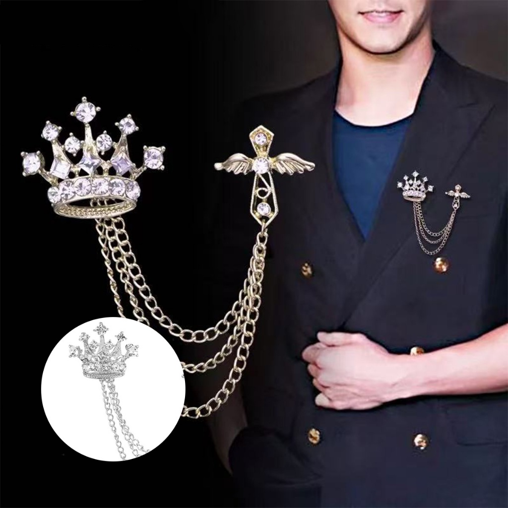 Jual Bros Baju Rantai Vintage Mahkota Kerah Pin Bros Jas Rantai Bros ...