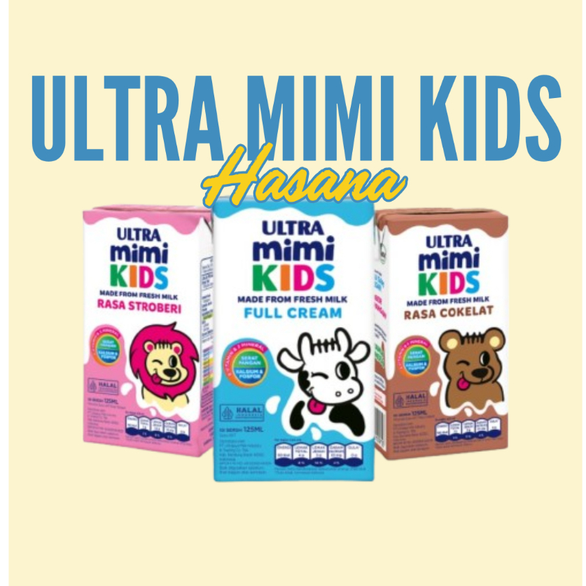Jual Ultra Mimi Kids Susu UHT Full Cream, Strawberry, Coklat 125ml ...