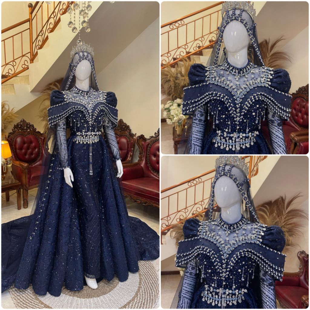 Jual [PB]gaun pengantin slim crenolin luxury super premium full payet ...